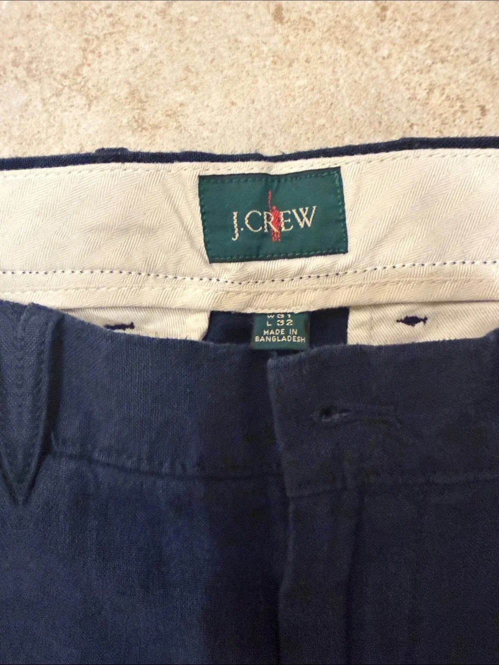 J. Crew 31 x 32 - Navy Linen Men's Casual Pants - Classic Straight Fit